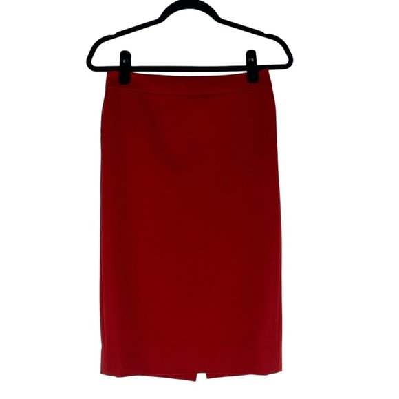 J Crew 100% Wool No. 2 Pencil Skirt 0T Tall Red 15248 - Picture 5 of 5